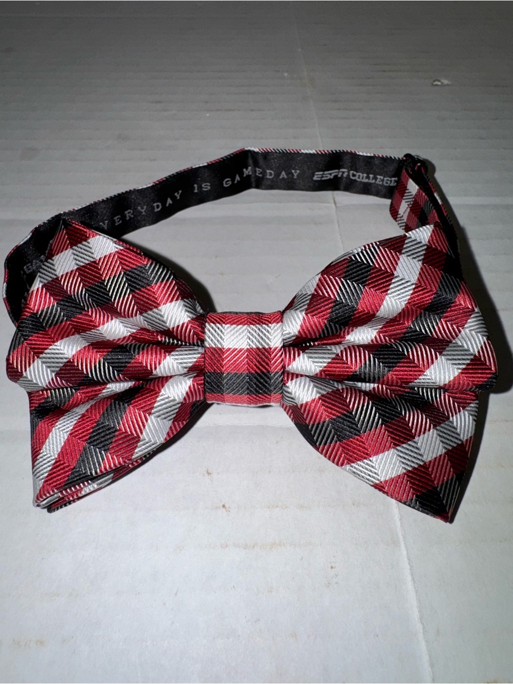 ESPN College GameDay Red Black White Adjustable Plaid Bow Tie